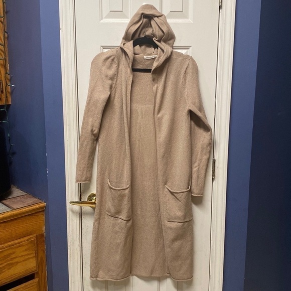 Embossed by Reunited long open front cardigan hoodie size small - Picture 1 of 7